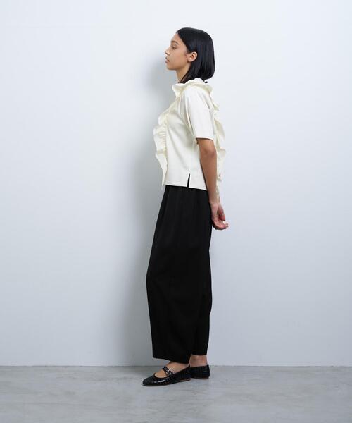 LANVIN en Bleu tシャツ アシンメタフタフリルコンビカットソー