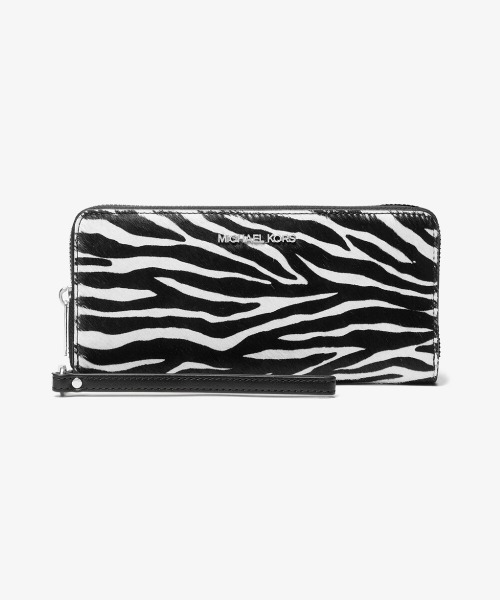 ★Michael Kors★滑らかカーフヘア★ゼブラ柄★大容量OK長財布★ 公式アウトレット】JET SET TRAVEL ゼブラプリント カーフヘア