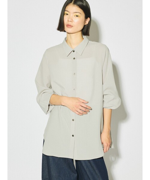 ブラウス シャツ MIDIUMISOLID for Ladies ベーシックロングシャツ レディース