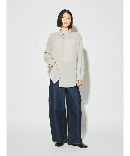 ブラウス シャツ MIDIUMISOLID for Ladies ベーシックロングシャツ レディース MIDIUMISOLID ブラウス シャツ for Ladies ベーシックロング