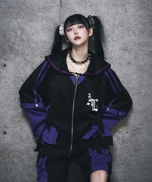 【ゆあむ♡mama】 リベルタスクール　ジャージ上S、TシャツM、短パンM Amilige ジャージ SatanバックプリントセーラーZIPジャージTOPS