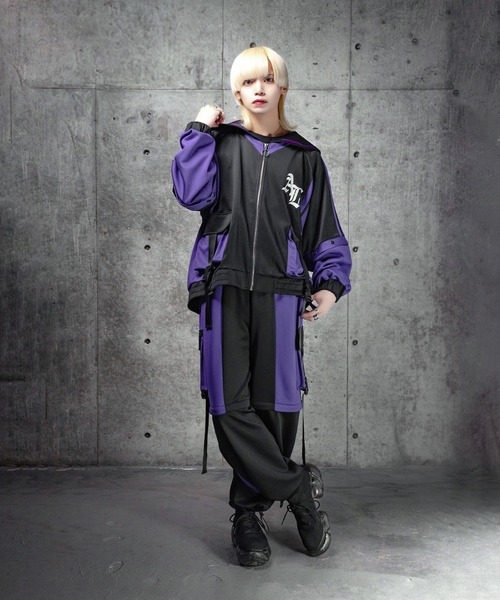 AMITIE ジャージ上下 Amilige ジャージ SatanバックプリントセーラーZIPジャージTOPS