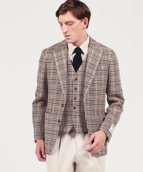 tomorrowland ブラウンチェック テーラードジャケット TOMORROWLAND（トゥモローランド） テーラードジャケット 44 ブラウン