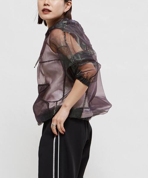 CONVERSE TOKYO ブラウス シャツ GLITTER SHEER STRIPE ANORAK HOODIE 