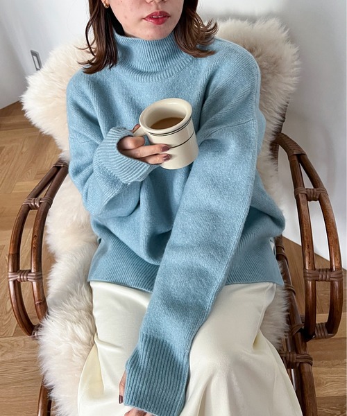 「feepur」 タートルネックニット MEDIUM ピンク レディース_画像6