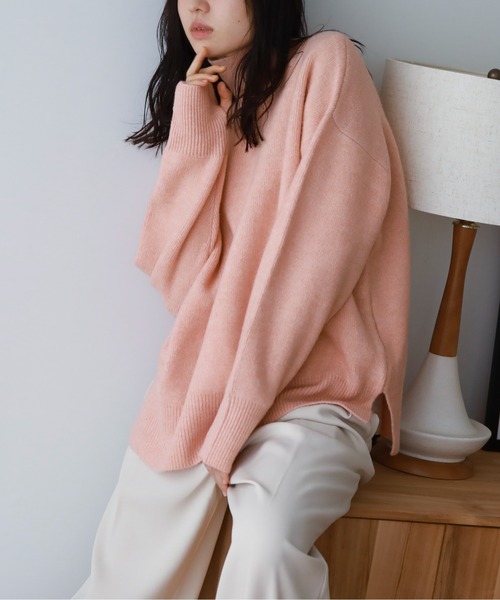 「feepur」 タートルネックニット MEDIUM ピンク レディース_画像8