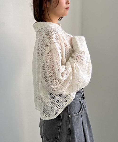 archives ブラウス シャツ クロップドコード刺繍シャツ