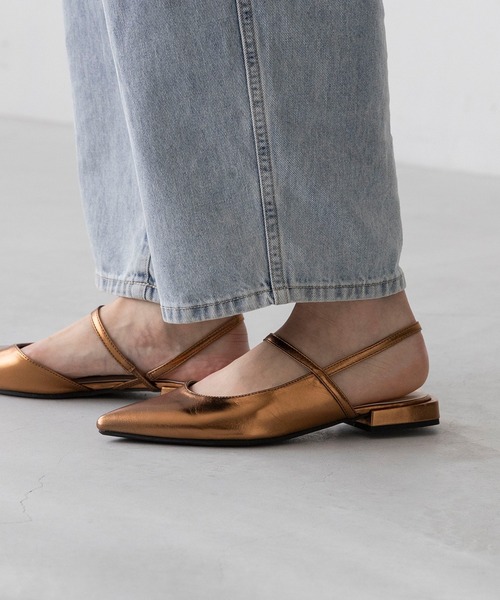 welleg（ウェレッグ） パンプス ポインテッドトゥ ストラップスリング