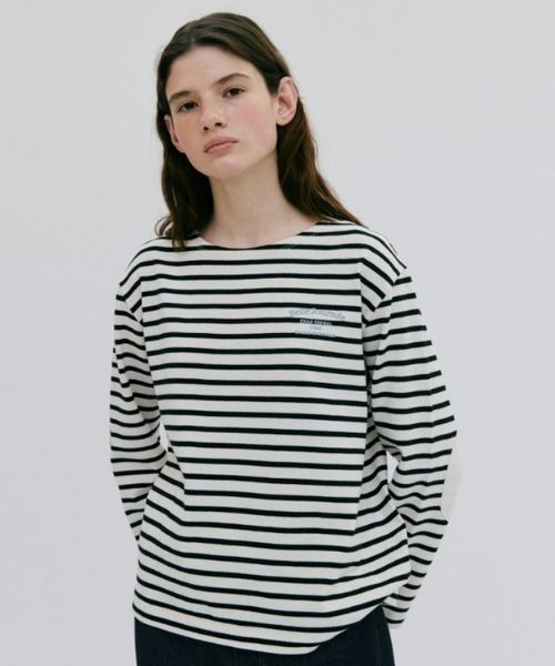 tシャツ striped round neck t-shirt レディース