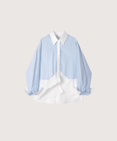 ブラウス シャツ Stripe Docking Shirt レディース
