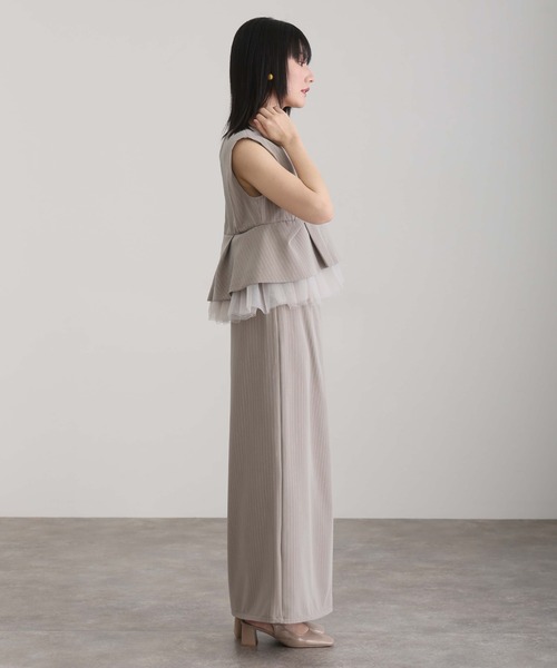 atlo（アトロ） ドレス ペプラムセットアップピンストライプVネック