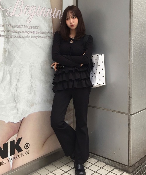 JUDIN（ジュディン） パンツ Frill skirt layered pants「JD