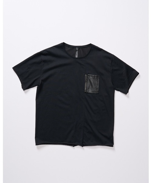 TOM WOOD SLICED TOPS ブラック Tシャツ カットソー wjk tシャツ 「LEON×B'2nd×wjk」cool touch zip-eco leather