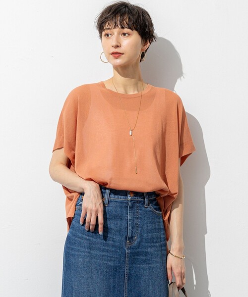 ニット セーター 「洗える」ライトシアー ハーフスリーブ ニット レディース