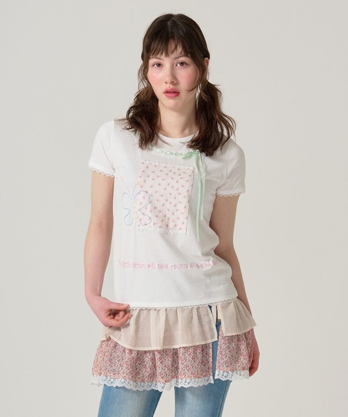 【在庫あり/即出荷可】 TINA：JOJUN tシャツ ガーリー 半袖コラージュTシャツ トップス