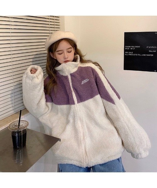 「DEVICE」 ジップアップブルゾン FREE パープル レディース_画像6