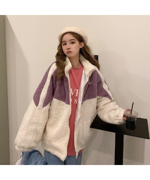 「DEVICE」 ジップアップブルゾン FREE パープル レディース_画像9