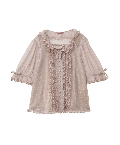 【超美品】生成 裾チュールフリル チュニック ブラウス【PINK HOUSE】 桜Teddyプリントチュニックブラウス｜ピンクハウスオフィシャル