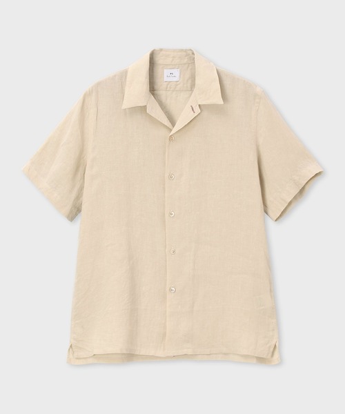 Paul Smith COLLECTION✨リネン100% シャツ　ブラウン ソリッド リネン オープンカラーシャツ（152306695U