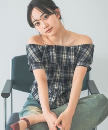 ブラウス シャツ 3.3 Field Trip／チェックオフショルブラウス レディース｜ZOZOTOWN Yahoo!店