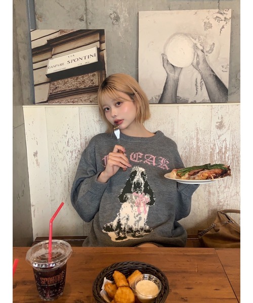 jouetie（ジュエティ） ニット セーター DOGジャガードルーズニット