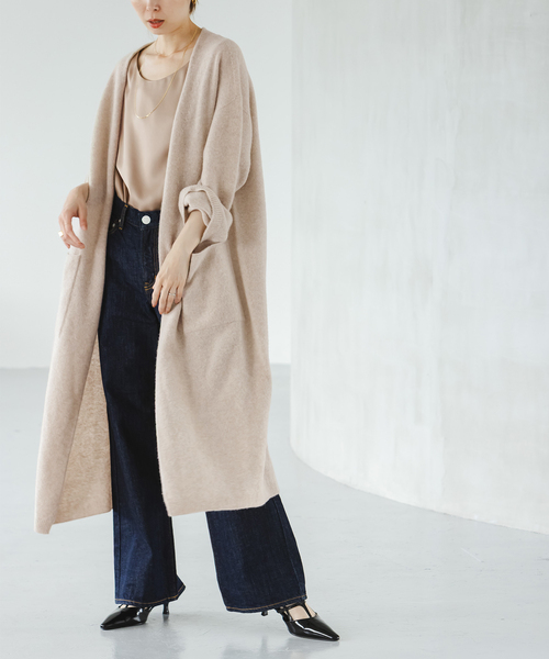 NOBLE（ノーブル） カーディガン エアリーロングガウンカーディガン