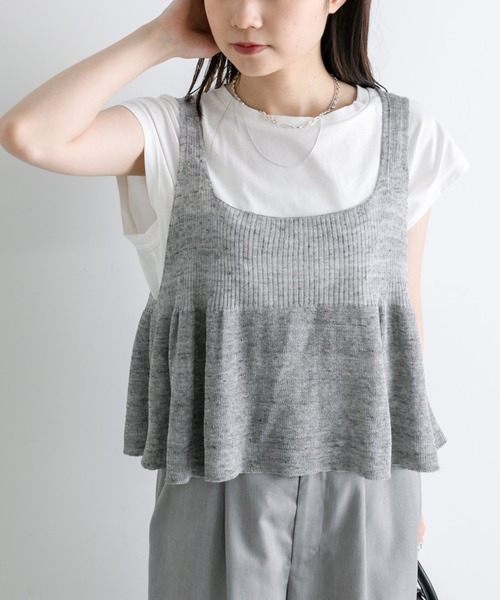 「PUAL CE CIN」 ノースリーブニット FREE グレー レディース