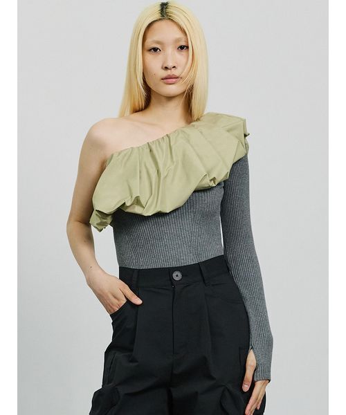 ニット セーター Flower One Shoulder Bodysuit レディース