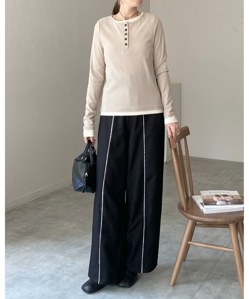 She's Closet ヘンリーネック tシャツ 長袖配色レイヤードヘンリー