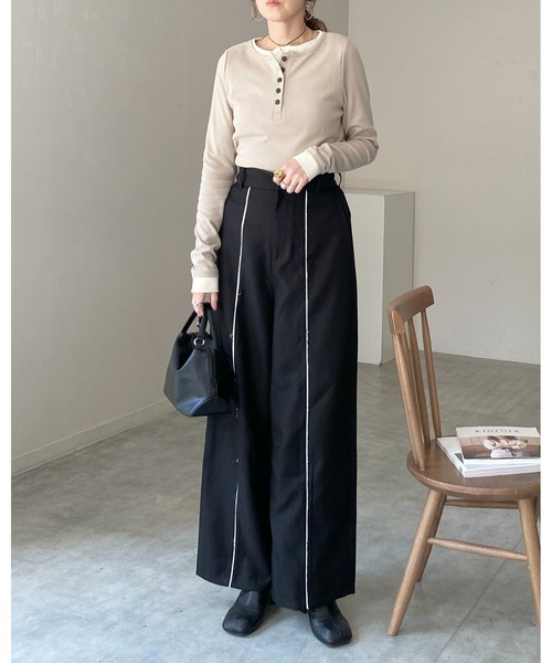 She's Closet ヘンリーネック tシャツ 長袖配色レイヤードヘンリー