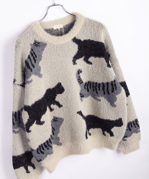 WESTSEA（ウエストシー） セーター ニット ふわふわシャギーニット 猫