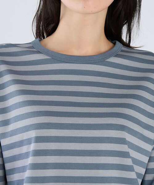 agnes b.（アニエスベー） tシャツ 細ボーダー コットン 七分袖 T