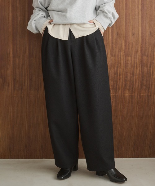 hunch（ハンチ） パンツ ツイード タックワイドパンツ レディース