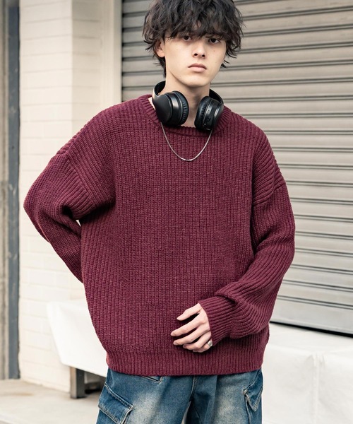 ニット セーター Rocky Monroe（ロッキーモンロー） セーター ニット オーバーサイズ畦