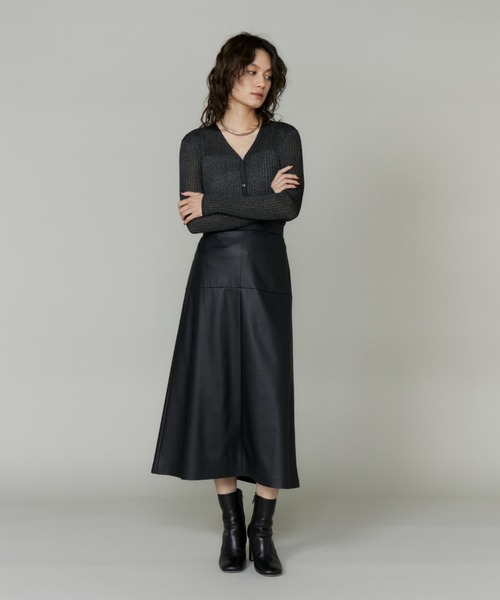 INED（イネド） スカート フェイクレザートラペーズスカート