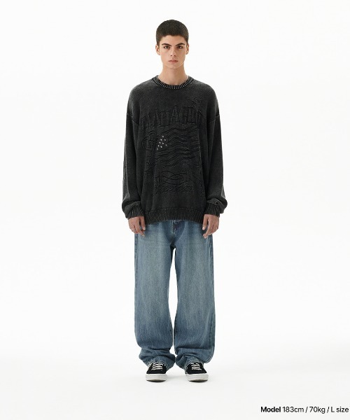 トレーナー スウェット mahagrid/マハグリッド」PIGMENT FLAG KNIT SWT/ピグメントフラッグニットスェット_7