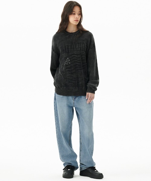 トレーナー スウェット mahagrid/マハグリッド」PIGMENT FLAG KNIT SWT/ピグメントフラッグニットスェット_4