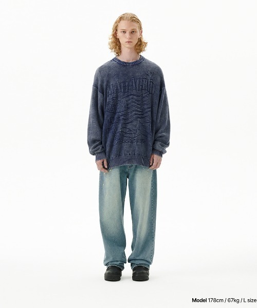 トレーナー スウェット mahagrid/マハグリッド」PIGMENT FLAG KNIT SWT/ピグメントフラッグニットスェット_13