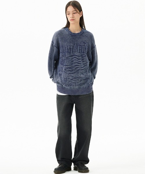 トレーナー スウェット mahagrid/マハグリッド」PIGMENT FLAG KNIT SWT/ピグメントフラッグニットスェット_10