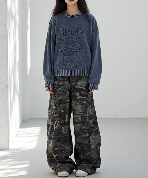 トレーナー スウェット mahagrid/マハグリッド」PIGMENT FLAG KNIT SWT/ピグメントフラッグニットスェット_9