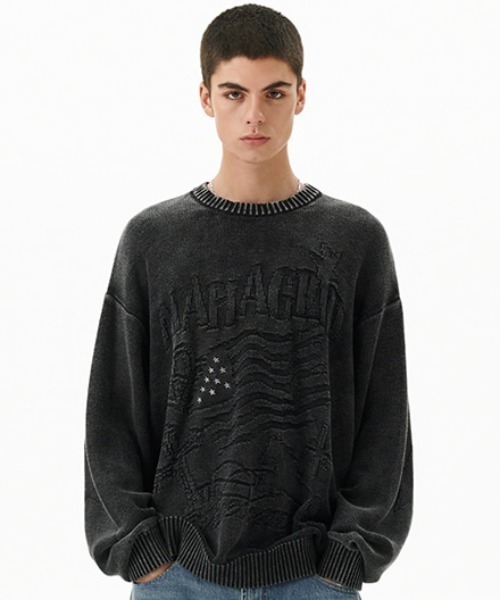 トレーナー スウェット mahagrid/マハグリッド」PIGMENT FLAG KNIT SWT/ピグメントフラッグニットスェット_3
