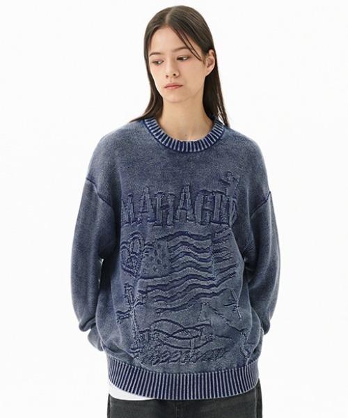 トレーナー スウェット mahagrid/マハグリッド」PIGMENT FLAG KNIT SWT/ピグメントフラッグニットスェット_8