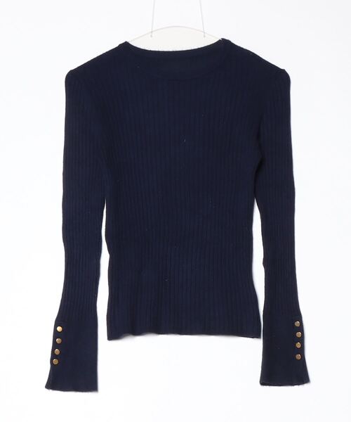 STRAWBERRY-FIELDS パールトリミングニットジャケット ネイビー STRAWBERRY-FIELDS パールトリミングニットジャケット ネイビー