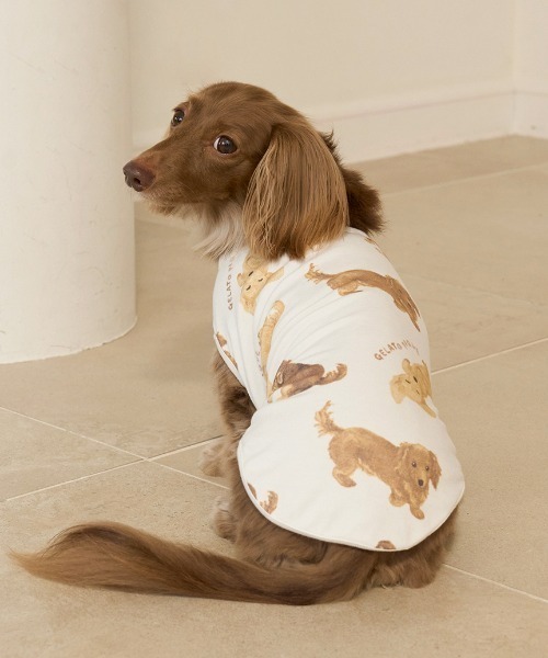 gelato pique（ジェラートピケ） 犬 服 「CAT＆DOG」ダックスフンド柄