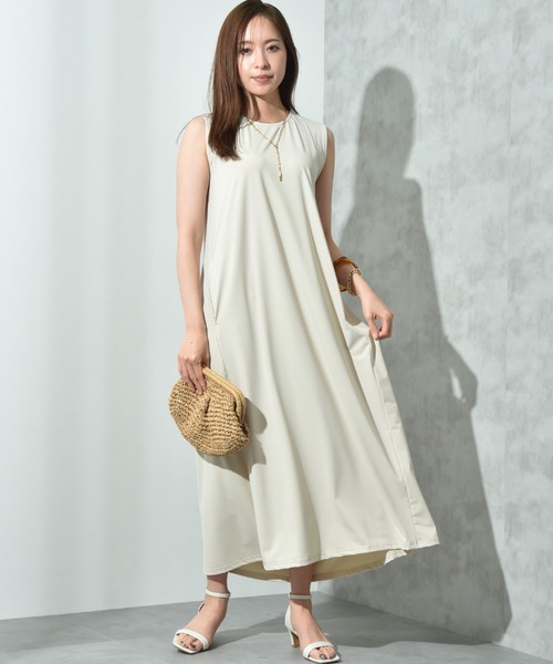 「INTERPLANET」 ノースリーブワンピース FREE ブラック レディース_画像2