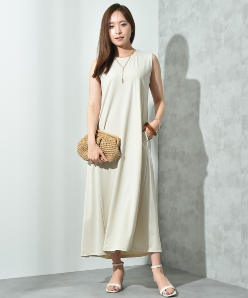 「INTERPLANET」 ノースリーブワンピース FREE ブラック レディース_画像5