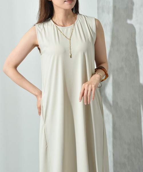 「INTERPLANET」 ノースリーブワンピース FREE ブラック レディース_画像7