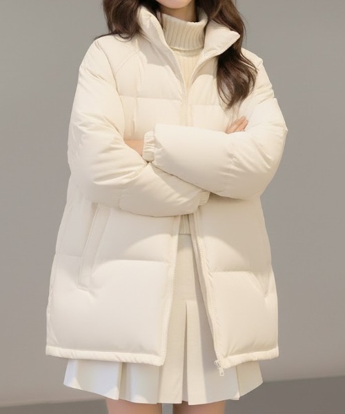 ダウンジャケット ダウン ベーシックスタンドネック中綿ジャケット