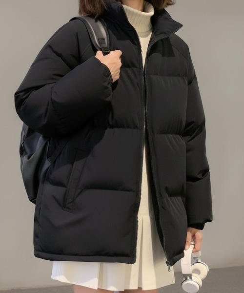ダウンジャケット ダウン ベーシックスタンドネック中綿ジャケット