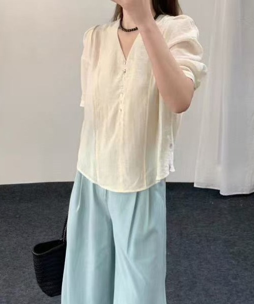 「FAVORITO」 半袖ブラウス F ベージュ レディース_画像3